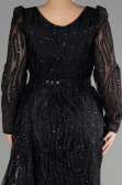 Long Black Plus Size Engagement Dress ABU3562
