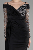 Long Black-Silver Evening Dress ABU3656
