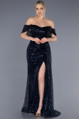 Long Navy Blue Scaly Evening Dress ABU3577