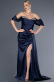 Long Navy Blue Satin Evening Dress ABU2661
