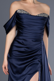 Long Navy Blue Satin Evening Dress ABU2661