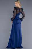 Long Navy Blue Satin Evening Dress ABU3673