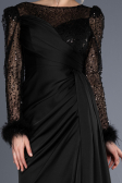 Long Black Satin Evening Dress ABU3673