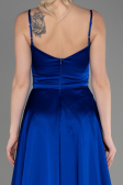 Sax Blue Long Satin Evening Dress ABU1601