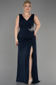 Long Navy Blue Plus Size Evening Dress ABU2934