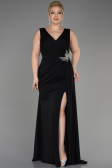 Long Black Plus Size Evening Dress ABU2934