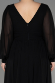 Long Black Chiffon Oversized Evening Dress ABU1988