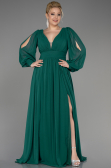 Long Emerald Green Chiffon Oversized Evening Dress ABU1988