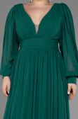 Long Emerald Green Chiffon Oversized Evening Dress ABU1988