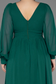 Long Emerald Green Chiffon Oversized Evening Dress ABU1988