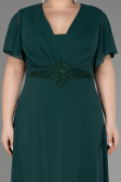 Long Emerald Green Chiffon Plus Size Evening Dress ABU2308