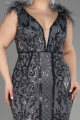 Long Anthracite Scaly Plus Size Engagement Dress ABU3671