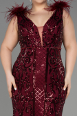 Long Burgundy Scaly Plus Size Engagement Dress ABU3671
