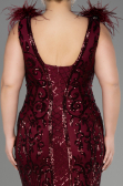 Long Burgundy Scaly Plus Size Engagement Dress ABU3671