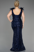 Long Navy Blue Scaly Plus Size Engagement Dress ABU3671