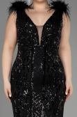 Long Black Scaly Plus Size Engagement Dress ABU3671