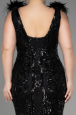 Long Black Scaly Plus Size Engagement Dress ABU3671