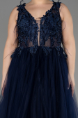 Long Navy Blue Plus Size Engagement Dress ABU3719