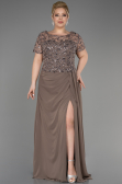 Long Cappuccino Chiffon Plus Size Engagement Dress ABU3731