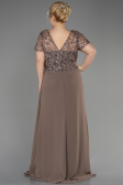 Long Cappuccino Chiffon Plus Size Engagement Dress ABU3731