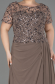 Long Cappuccino Chiffon Plus Size Engagement Dress ABU3731
