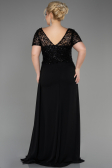 Long Black Chiffon Plus Size Engagement Dress ABU3731