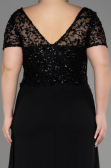 Long Black Chiffon Plus Size Engagement Dress ABU3731