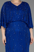 Long Sax Blue Plus Size Engagement Dress ABU3732