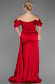 Long Red Satin Plus Size Engagement Dress ABU3655