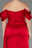 Long Red Satin Plus Size Engagement Dress ABU3655
