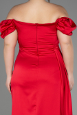 Long Red Satin Plus Size Evening Dress ABU1626