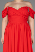Long Coral Chiffon Plus Size Evening Dress ABU3738