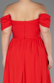 Long Coral Chiffon Plus Size Evening Dress ABU3738
