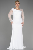 Long White Plus Size Wedding Dress ABU3713