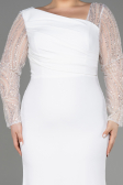 Long White Plus Size Wedding Dress ABU3713