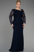 Long Navy Blue Plus Size Wedding Dress ABU3713