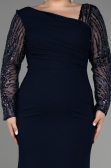Long Navy Blue Plus Size Wedding Dress ABU3713