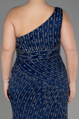 Long Navy Blue Plus Size Engagement Dress ABU3717