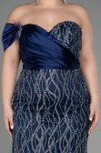 Long Navy Blue Plus Size Engagement Dress ABU3739