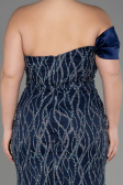 Long Navy Blue Plus Size Engagement Dress ABU3739