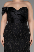 Long Black Plus Size Engagement Dress ABU3739