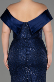 Long Navy Blue Plus Size Engagement Dress ABU3740