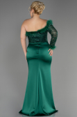 Long Emerald Green Satin Plus Size Engagement Dress ABU3741