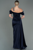 Navy Blue Long Satin Engagement Dress ABU1606
