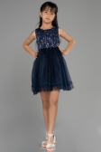 Short Navy Blue Girl Dress ABK1973