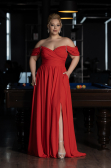 Long Coral Chiffon Plus Size Evening Dress ABU3738
