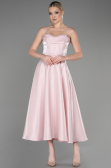 Midi Powder Color Satin Party Dress ABK2011