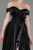 Long Black Satin Evening Dress ABU3774