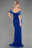 Long Sax Blue File Mermaid Prom Dress ABU3769