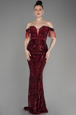 Long Burgundy Plus Size Engagement Dress ABU3785